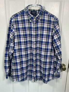 Charles Tyrwhitt Navy and White Plaid Button-Down Shirt